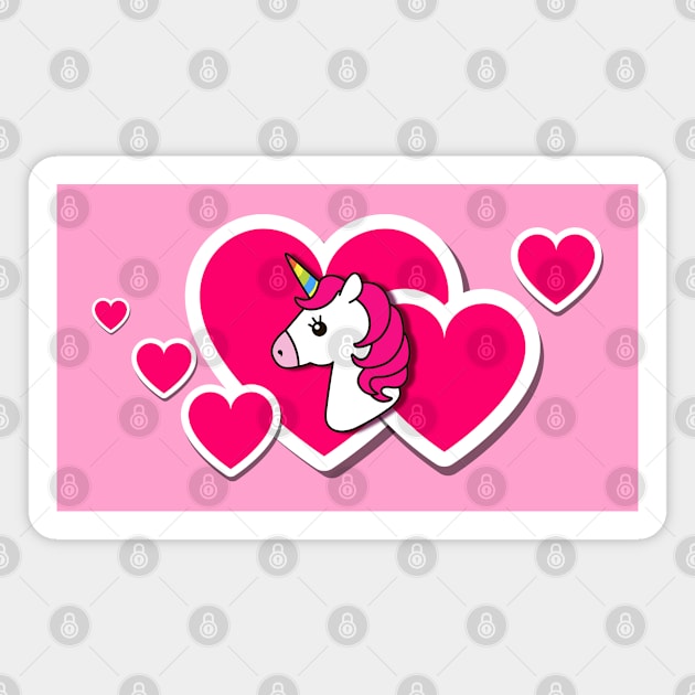 Unicorn Icon with Hearts "I LOVE YOU" Magnet by Zadshieli